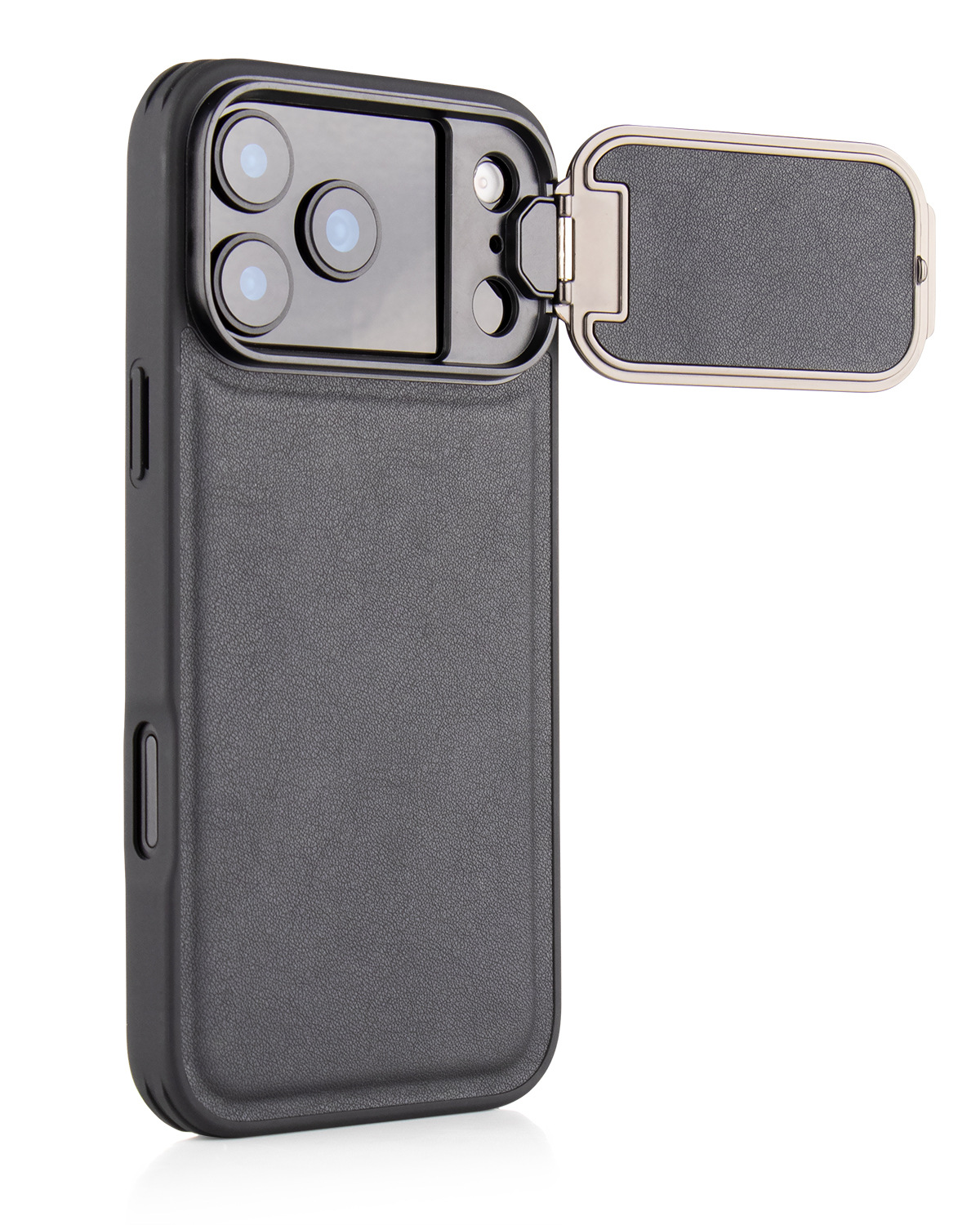 Compatible with Apple iPhone 17 Pro Max and 16 Plus flip phone cases with lens holders, made of top-grain cowhide, full-coverage shockproof shell.