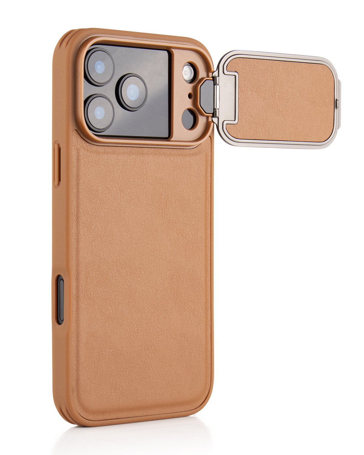 Compatible with Apple iPhone 17 Pro Max and 16 Plus flip phone cases with lens holders, made of top-grain cowhide, full-coverage shockproof shell.