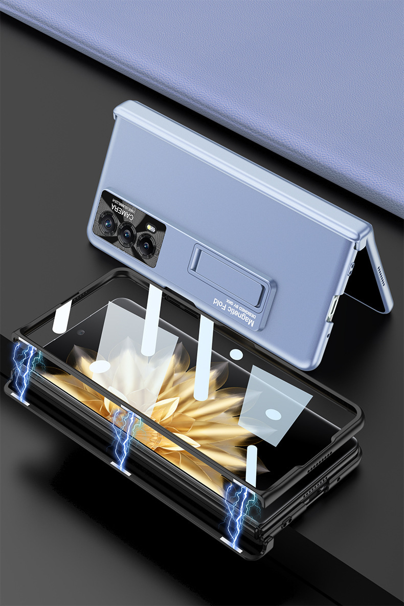 Compatible with Honor Magic V2/VS2 phone case, magnetic hinge stand, integrated case and screen protector, full-coverage folding protective case