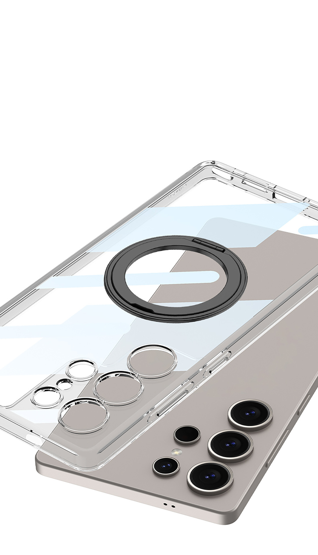 Compatible with Samsung S25/24 Ultra phone case, 360° rotating stand, S23U magnetic wireless charging transparent protective case