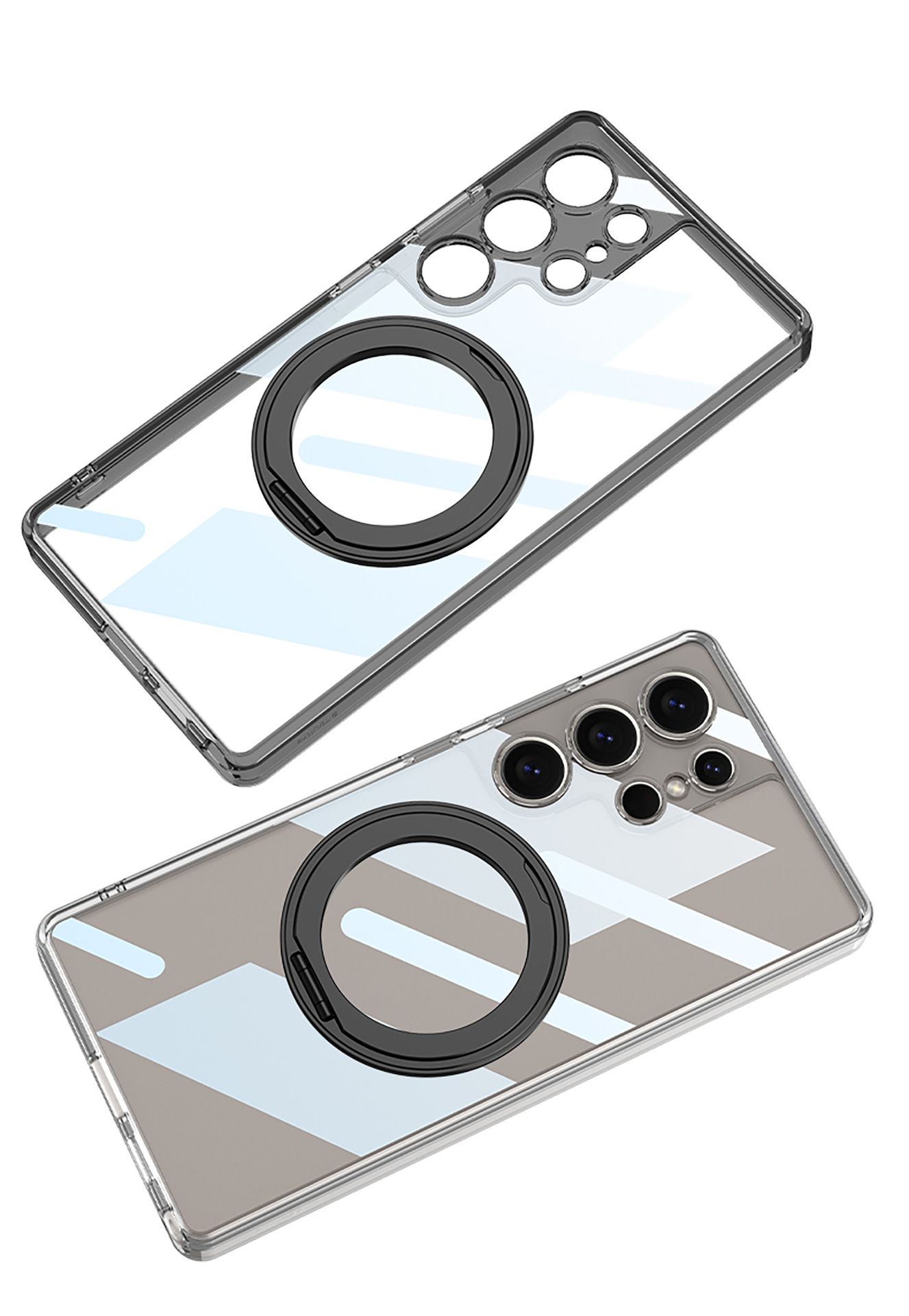 Compatible with Samsung S25/24 Ultra phone case, 360° rotating stand, S23U magnetic wireless charging transparent protective case
