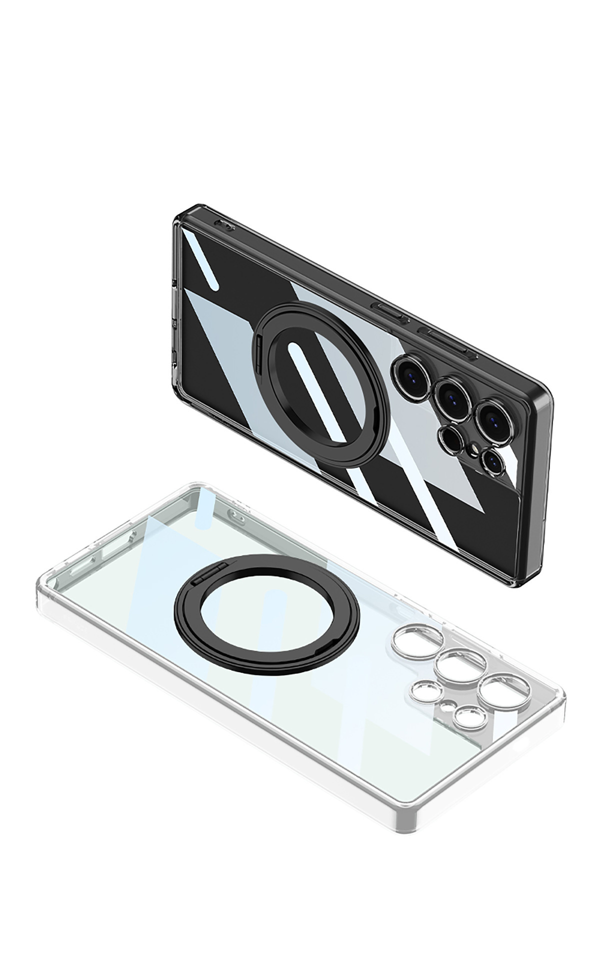 Compatible with Samsung S25/24 Ultra phone case, 360° rotating stand, S23U magnetic wireless charging transparent protective case