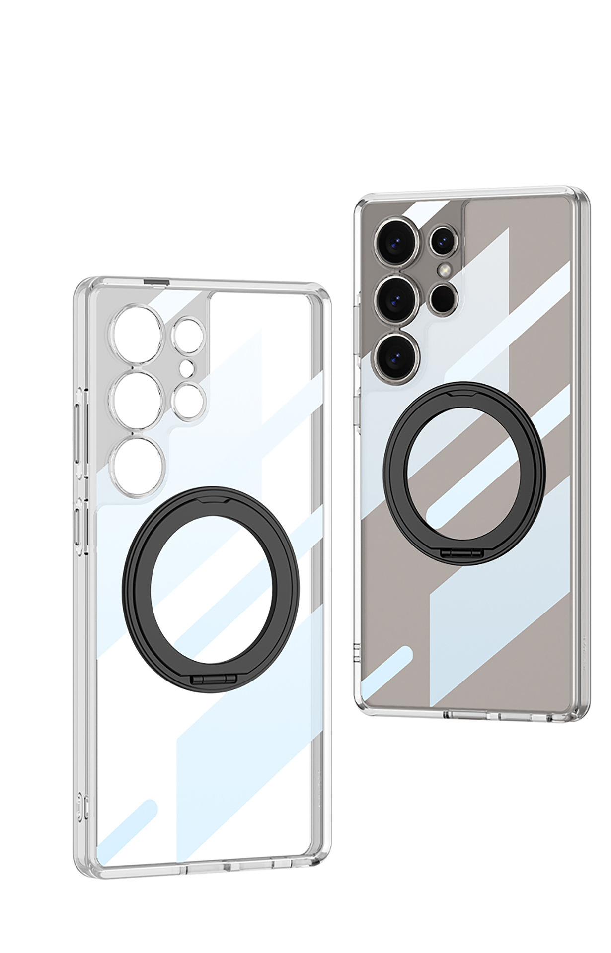 Compatible with Samsung S25/24 Ultra phone case, 360° rotating stand, S23U magnetic wireless charging transparent protective case
