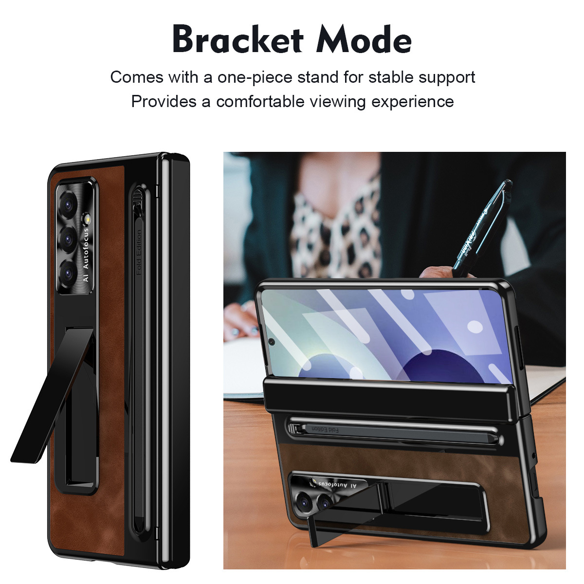 TriFold case with pen, W25 hinge, full coverage 6/5 folding screen protective case for Samsung Z Fold 8/7 phones.