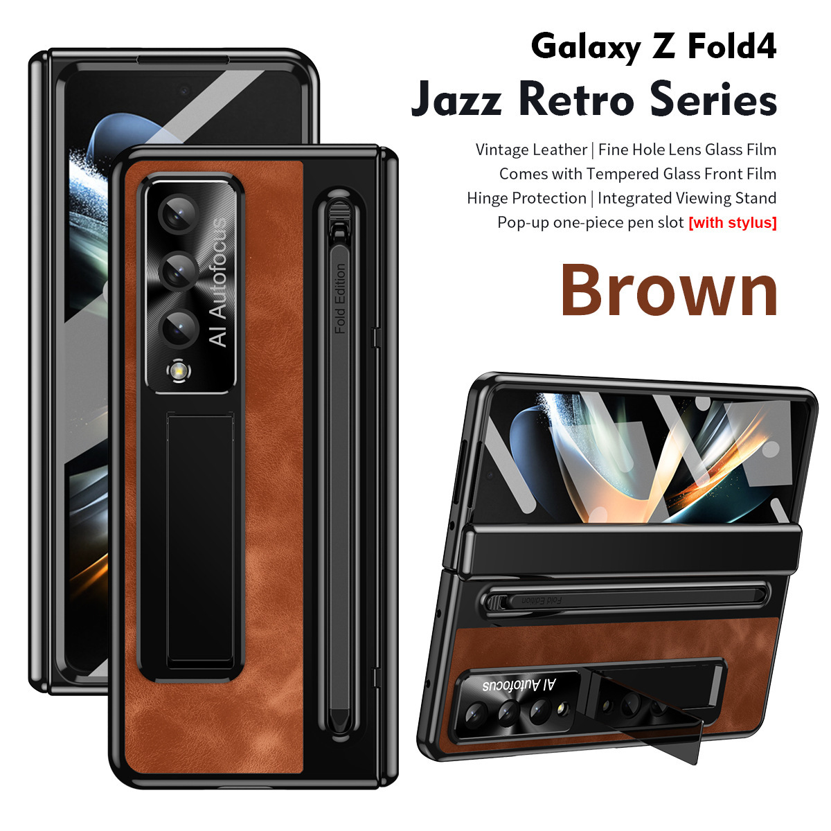 TriFold case with pen, W25 hinge, full coverage 6/5 folding screen protective case for Samsung Z Fold 8/7 phones.