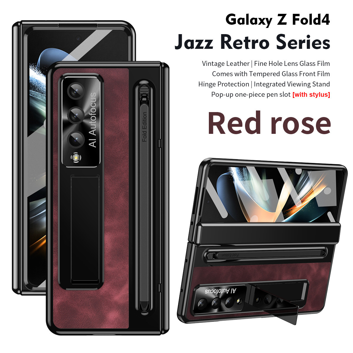 TriFold case with pen, W25 hinge, full coverage 6/5 folding screen protective case for Samsung Z Fold 8/7 phones.