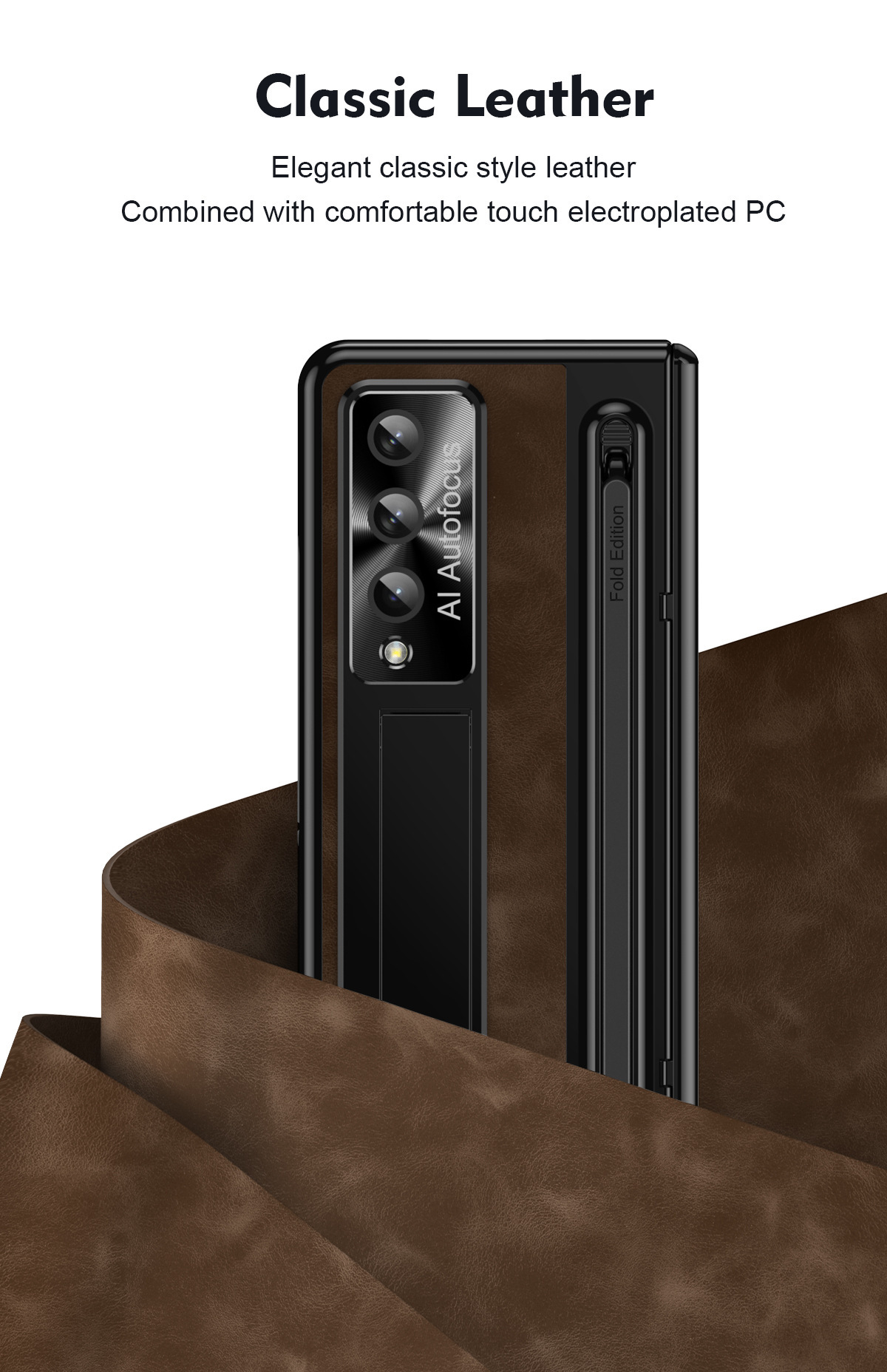 TriFold case with pen, W25 hinge, full coverage 6/5 folding screen protective case for Samsung Z Fold 8/7 phones.