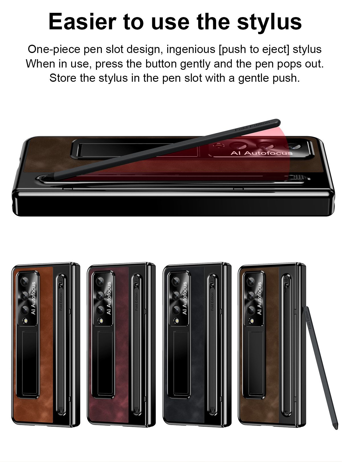 TriFold case with pen, W25 hinge, full coverage 6/5 folding screen protective case for Samsung Z Fold 8/7 phones.