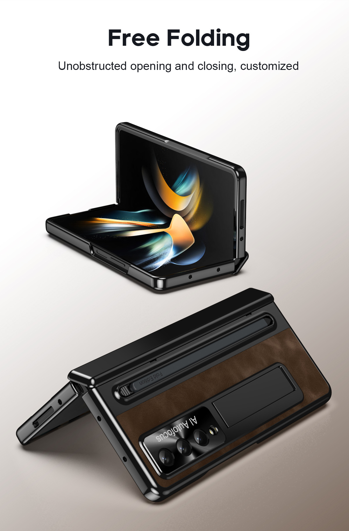TriFold case with pen, W25 hinge, full coverage 6/5 folding screen protective case for Samsung Z Fold 8/7 phones.