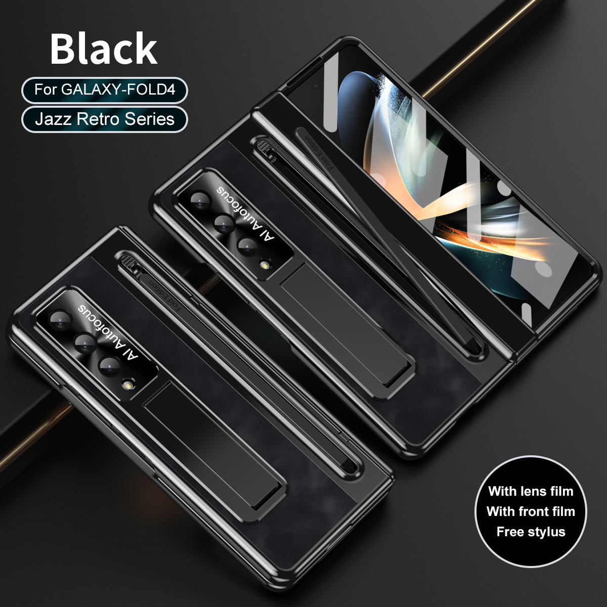 TriFold case with pen, W25 hinge, full coverage 6/5 folding screen protective case for Samsung Z Fold 8/7 phones.