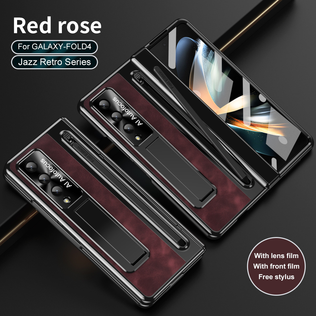TriFold case with pen, W25 hinge, full coverage 6/5 folding screen protective case for Samsung Z Fold 8/7 phones.