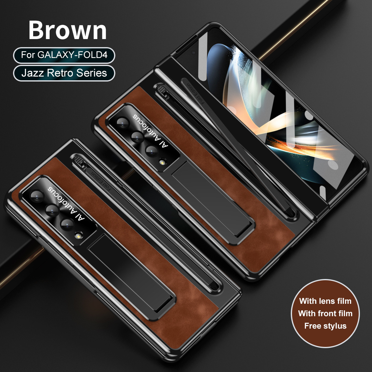 TriFold case with pen, W25 hinge, full coverage 6/5 folding screen protective case for Samsung Z Fold 8/7 phones.