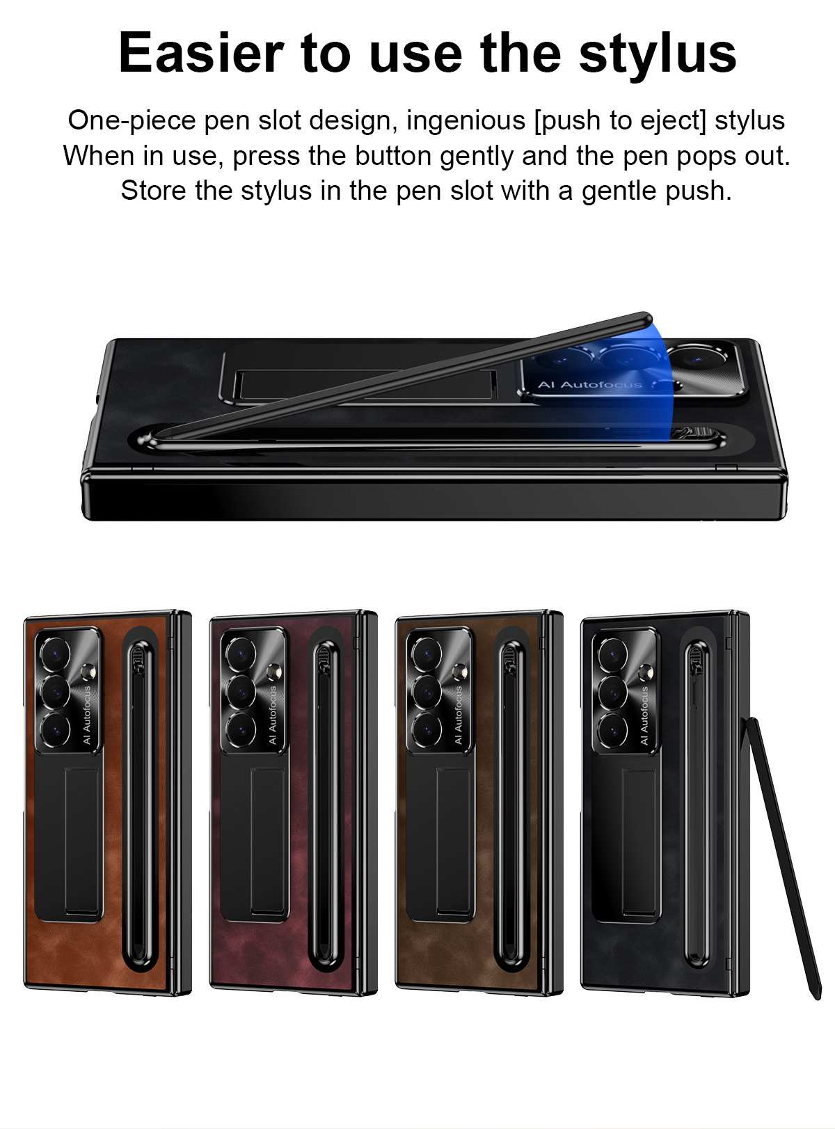 TriFold case with pen, W25 hinge, full coverage 6/5 folding screen protective case for Samsung Z Fold 8/7 phones.
