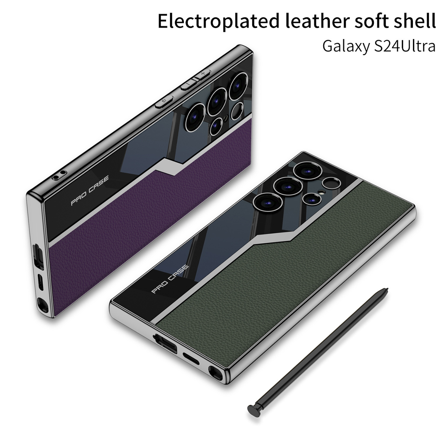 Compatible with Samsung S26 Ultra phone case, S25/24 Ultra electroplated leather case, S23U full-coverage shockproof protective case