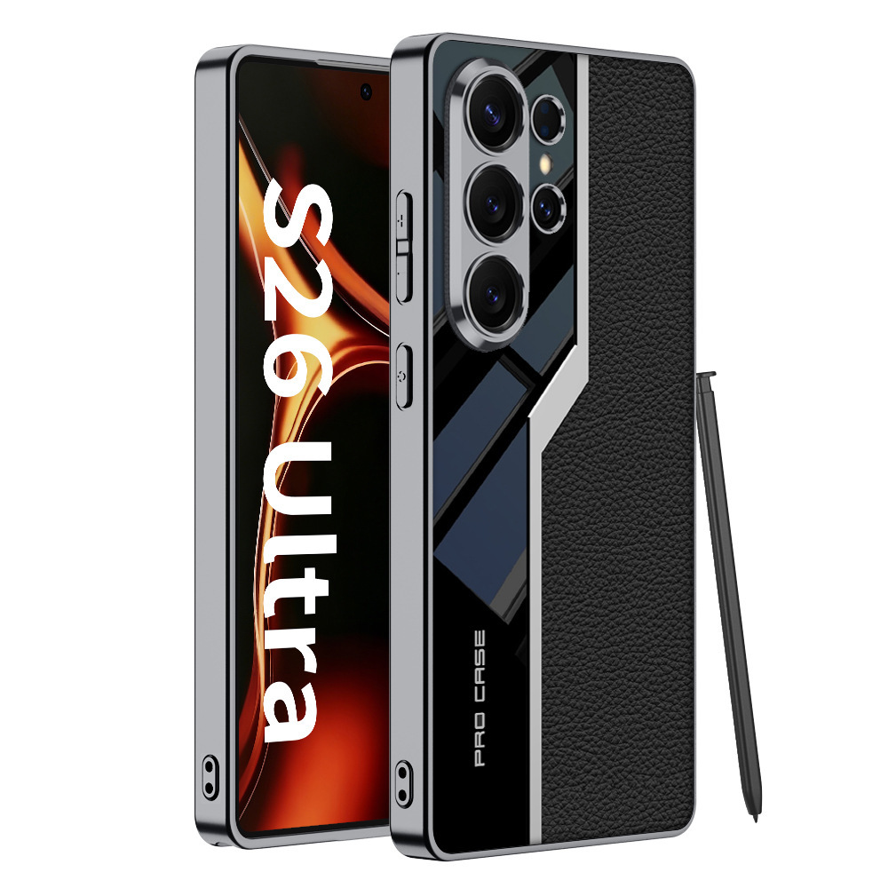 Compatible with Samsung S26 Ultra phone case, S25/24 Ultra electroplated leather case, S23U full-coverage shockproof protective case