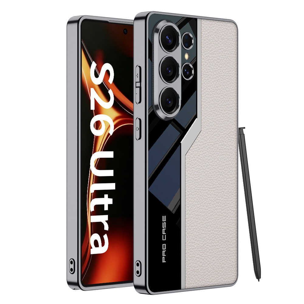 Compatible with Samsung S26 Ultra phone case, S25/24 Ultra electroplated leather case, S23U full-coverage shockproof protective case