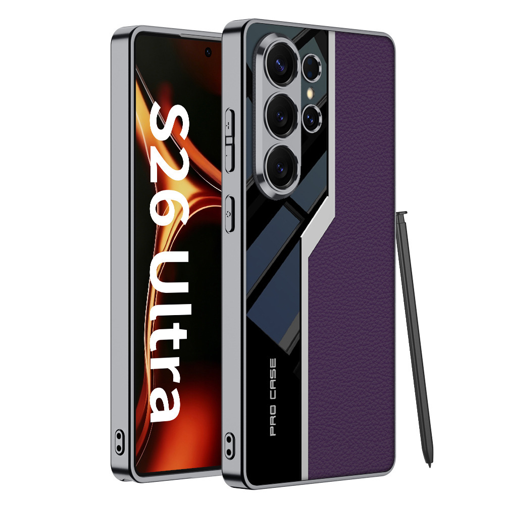 Compatible with Samsung S26 Ultra phone case, S25/24 Ultra electroplated leather case, S23U full-coverage shockproof protective case