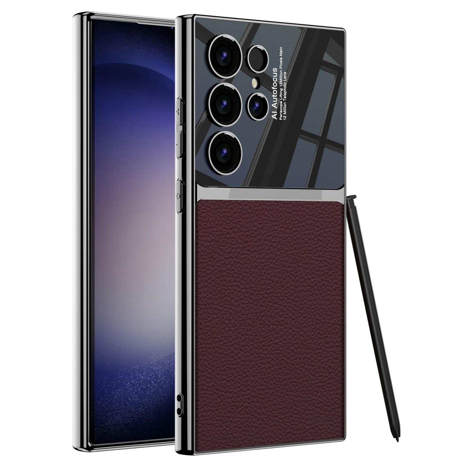 Compatible with Samsung S26 Ultra and S25 Ultra electroplated leather texture 24/23U stylish drop-proof protective cases