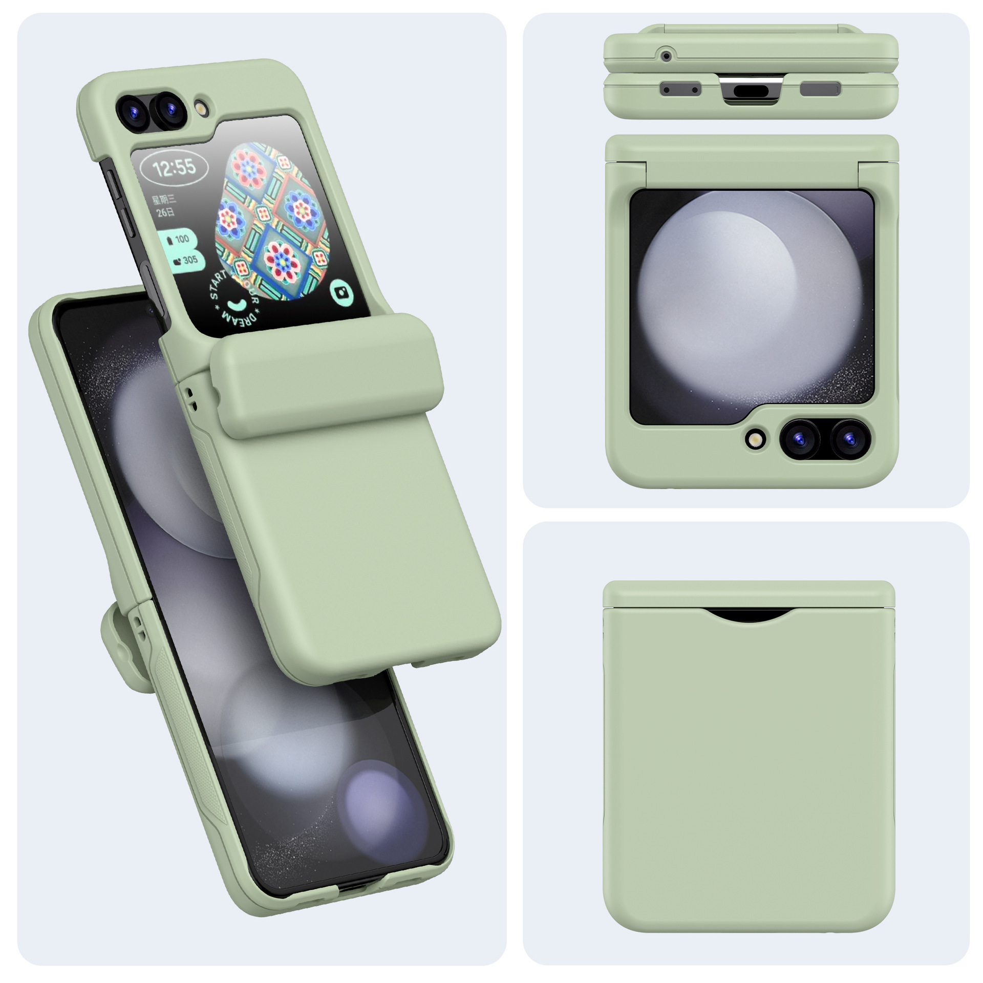 Compatible with Samsung Z Flip 7/6/5 phone cases, 4/3-inch internal card slot, hinge spring, full-coverage skin-feel protective case, cross-border e-commerce.