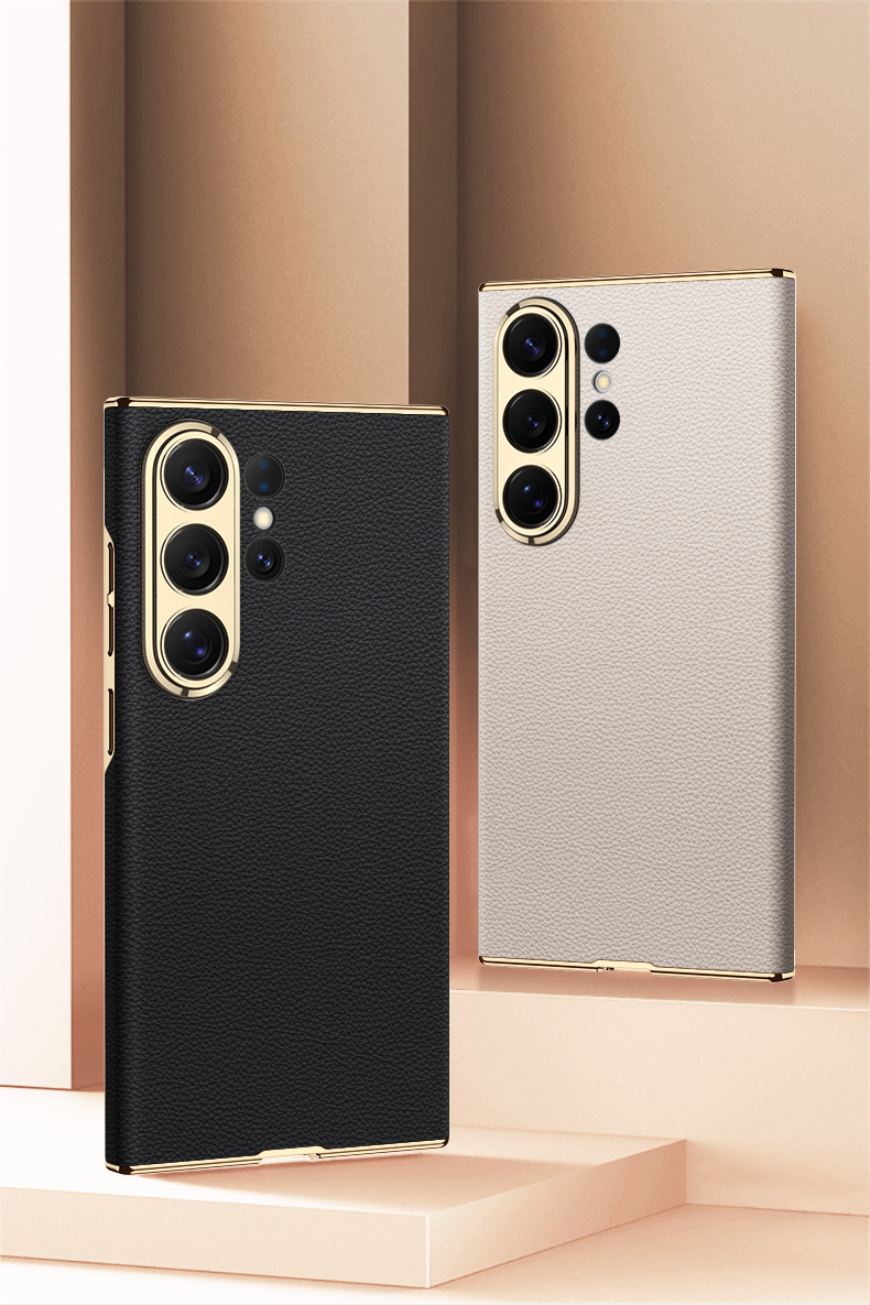 Compatible with Samsung S26 Ultra phone case, S25U/24U new electroplated curved leather ultra-thin full-coverage protective case