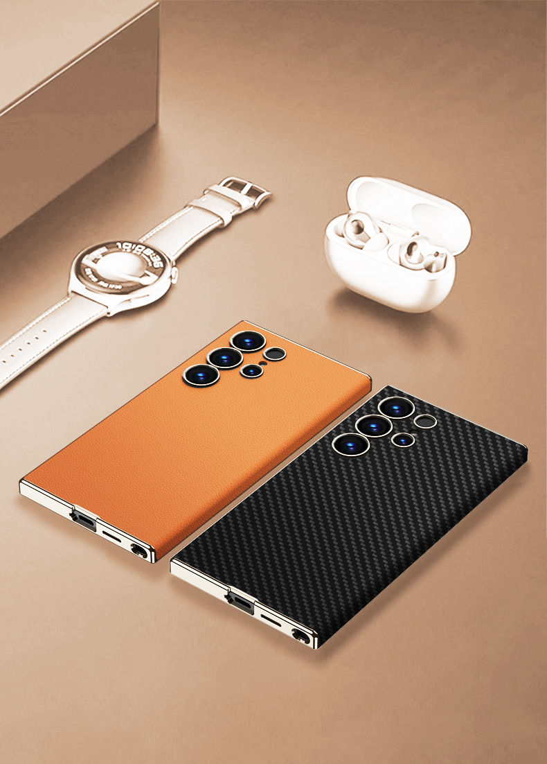 Compatible with Samsung S26 Ultra phone case, S25U/24U new electroplated curved leather ultra-thin full-coverage protective case