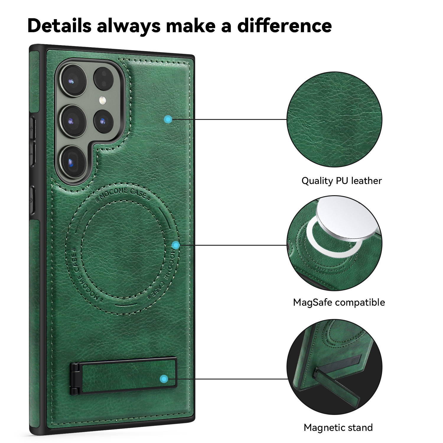 Compatible with Samsung S26/25 Ultra phone case, S24 Plus leather stand, crystal shield magnetic charging case, S23 protective case