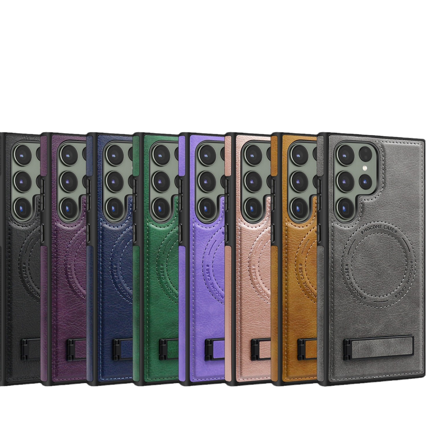 Compatible with Samsung S26/25 Ultra phone case, S24 Plus leather stand, crystal shield magnetic charging case, S23 protective case
