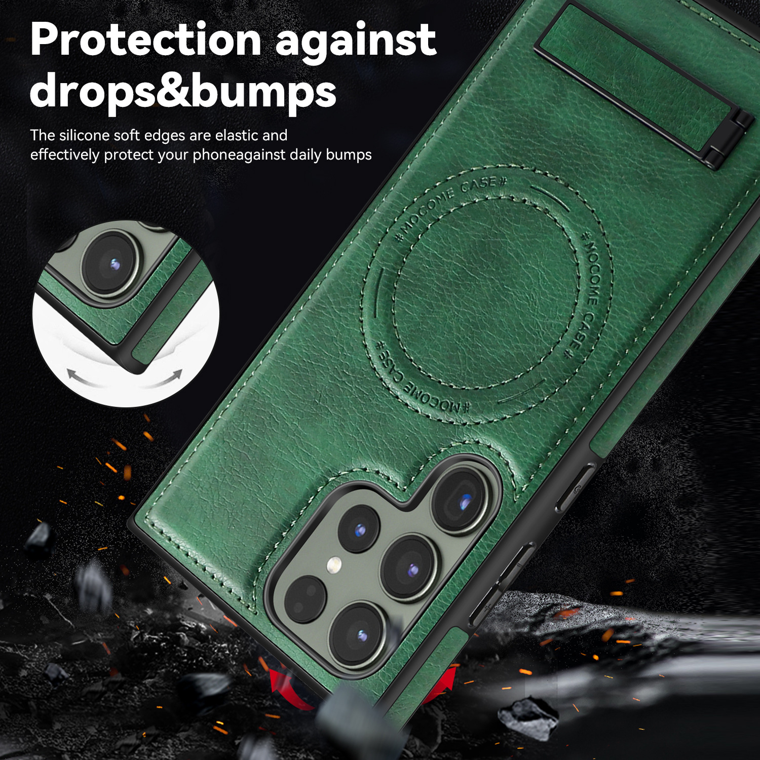 Compatible with Samsung S26/25 Ultra phone case, S24 Plus leather stand, crystal shield magnetic charging case, S23 protective case