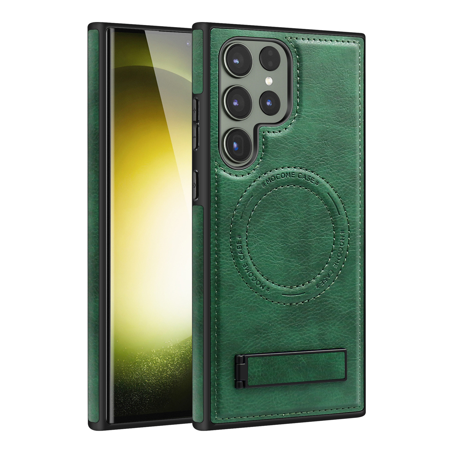 Compatible with Samsung S26/25 Ultra phone case, S24 Plus leather stand, crystal shield magnetic charging case, S23 protective case