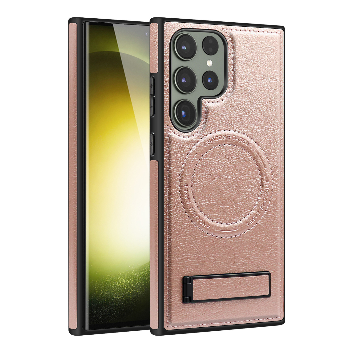 Compatible with Samsung S26/25 Ultra phone case, S24 Plus leather stand, crystal shield magnetic charging case, S23 protective case
