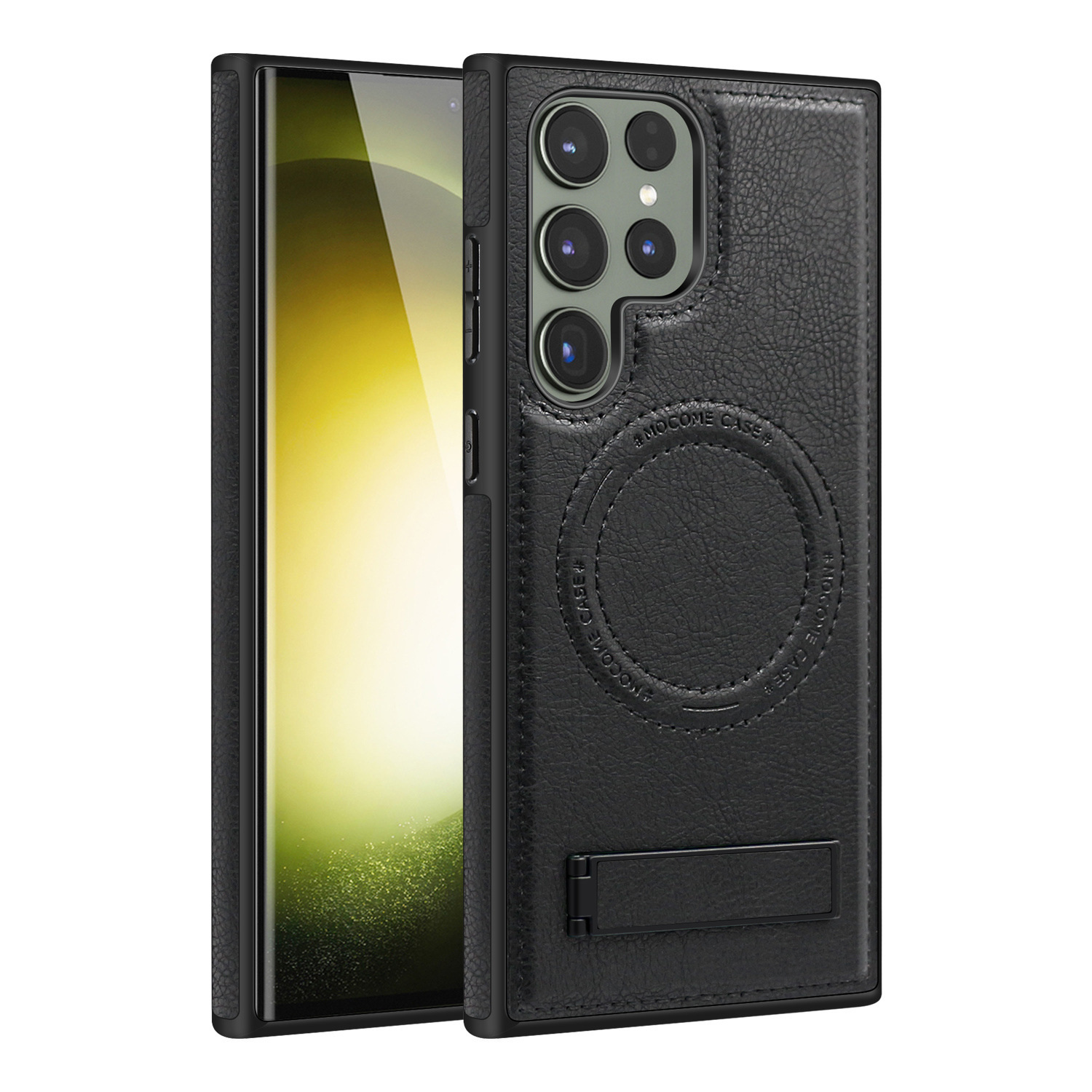 Compatible with Samsung S26/25 Ultra phone case, S24 Plus leather stand, crystal shield magnetic charging case, S23 protective case