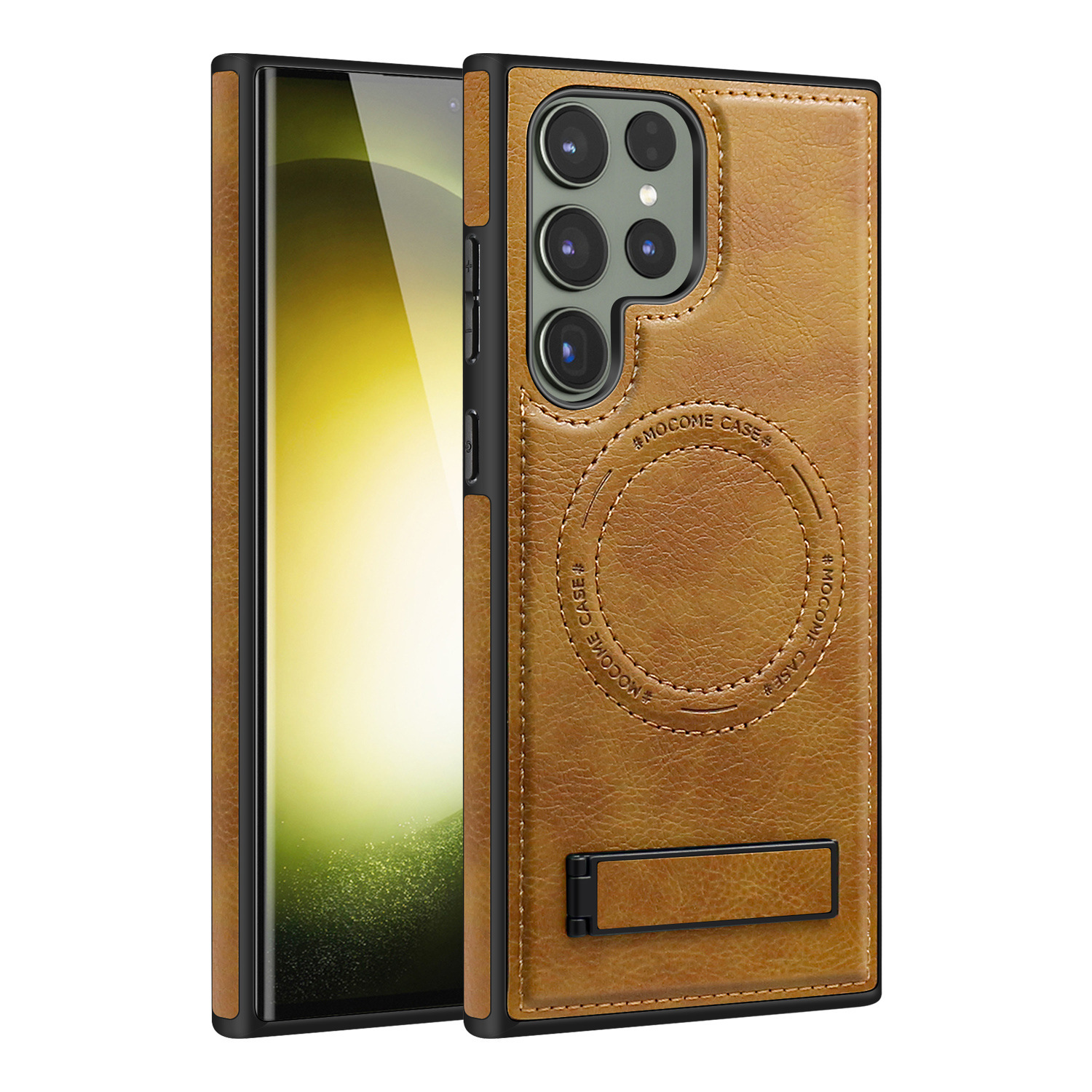 Compatible with Samsung S26/25 Ultra phone case, S24 Plus leather stand, crystal shield magnetic charging case, S23 protective case
