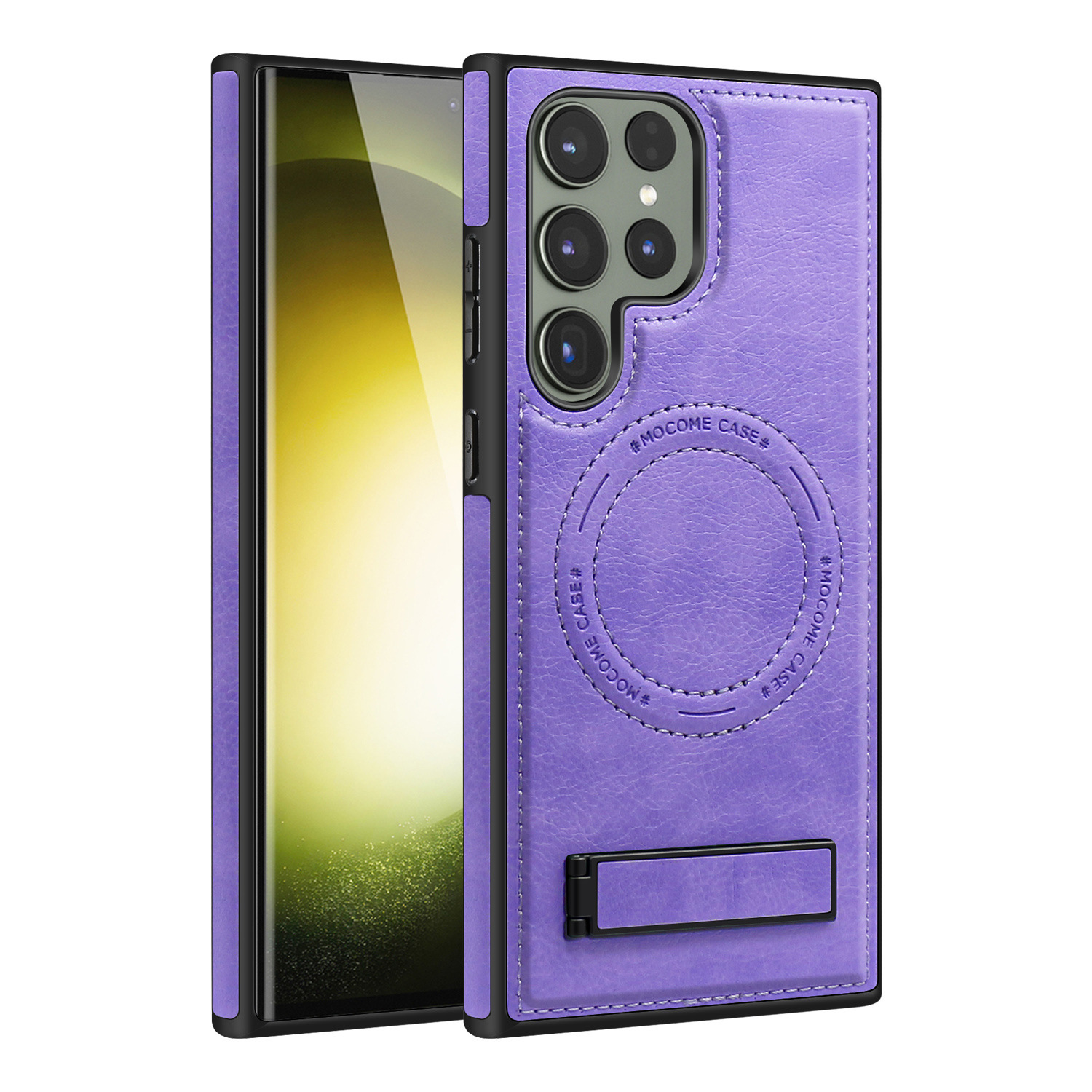 Compatible with Samsung S26/25 Ultra phone case, S24 Plus leather stand, crystal shield magnetic charging case, S23 protective case