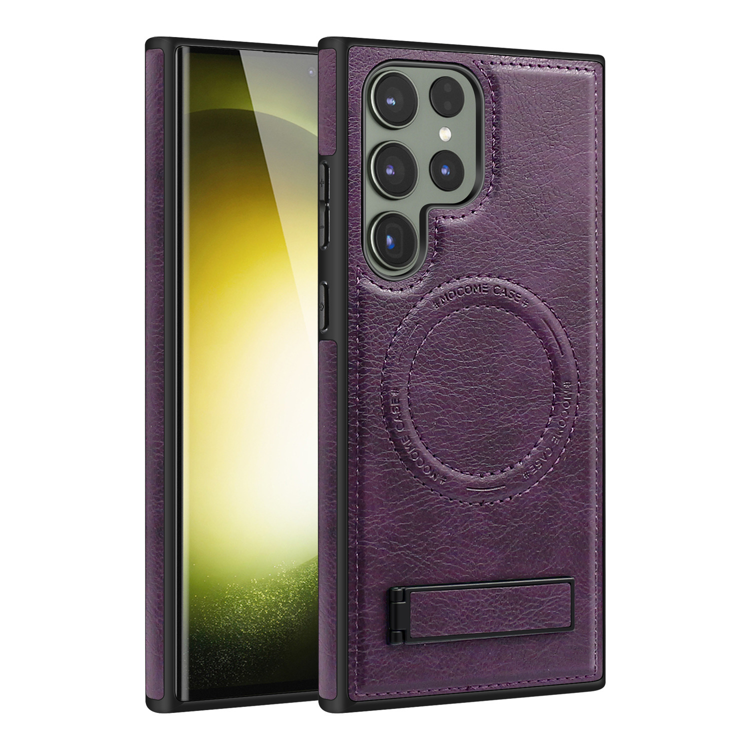 Compatible with Samsung S26/25 Ultra phone case, S24 Plus leather stand, crystal shield magnetic charging case, S23 protective case