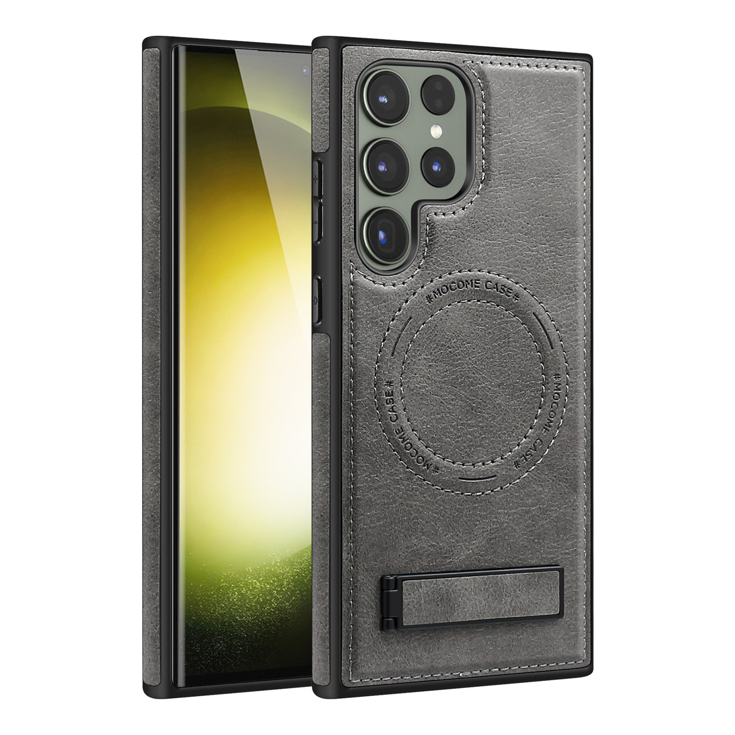 Compatible with Samsung S26/25 Ultra phone case, S24 Plus leather stand, crystal shield magnetic charging case, S23 protective case