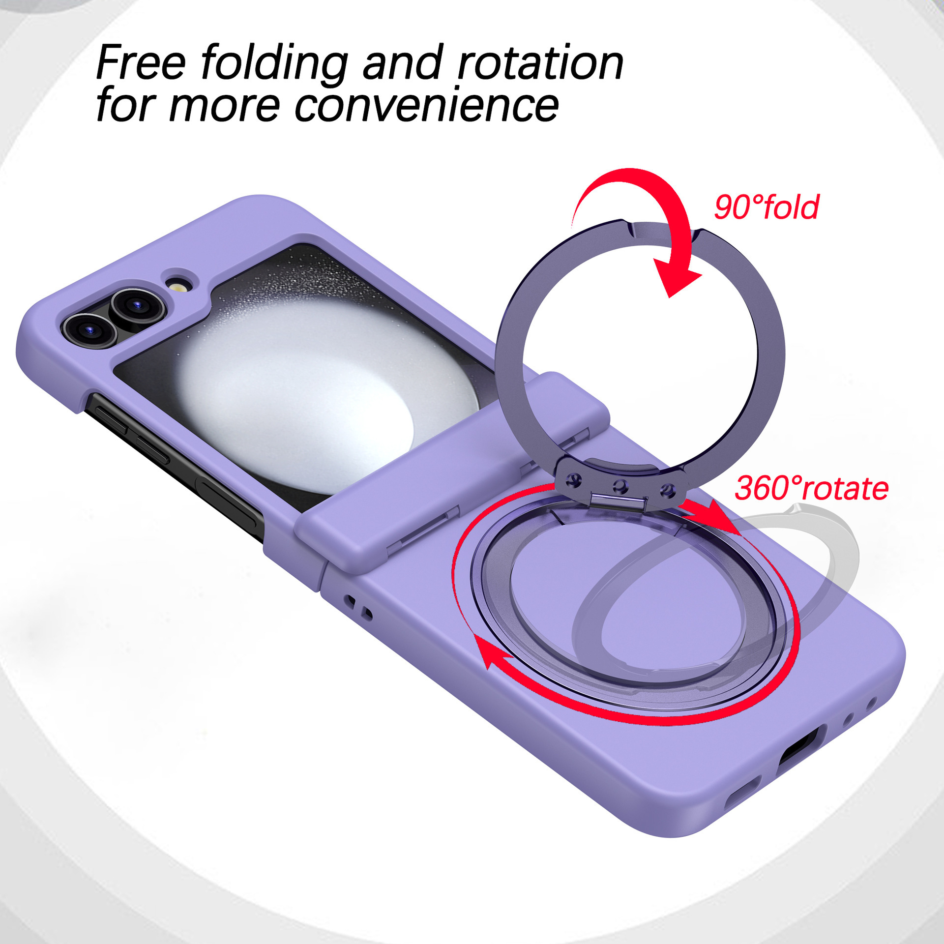 Compatible with Samsung Z Flip 7/6/5 phone case, 4/3 magnetic rotating stand, wireless charging center axis, drop-proof protective case.