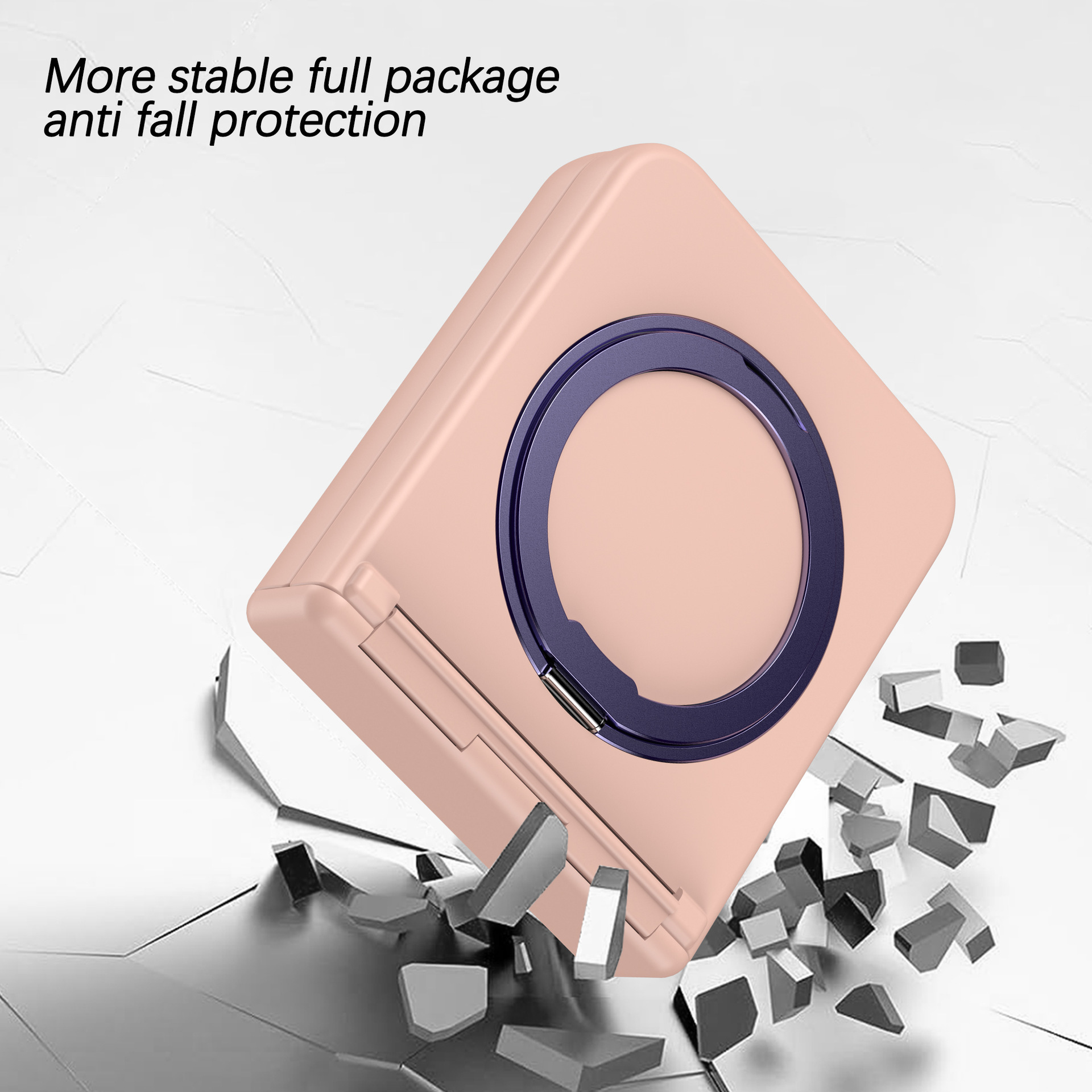 Compatible with Samsung Z Flip 7/6/5 phone case, 4/3 magnetic rotating stand, wireless charging center axis, drop-proof protective case.