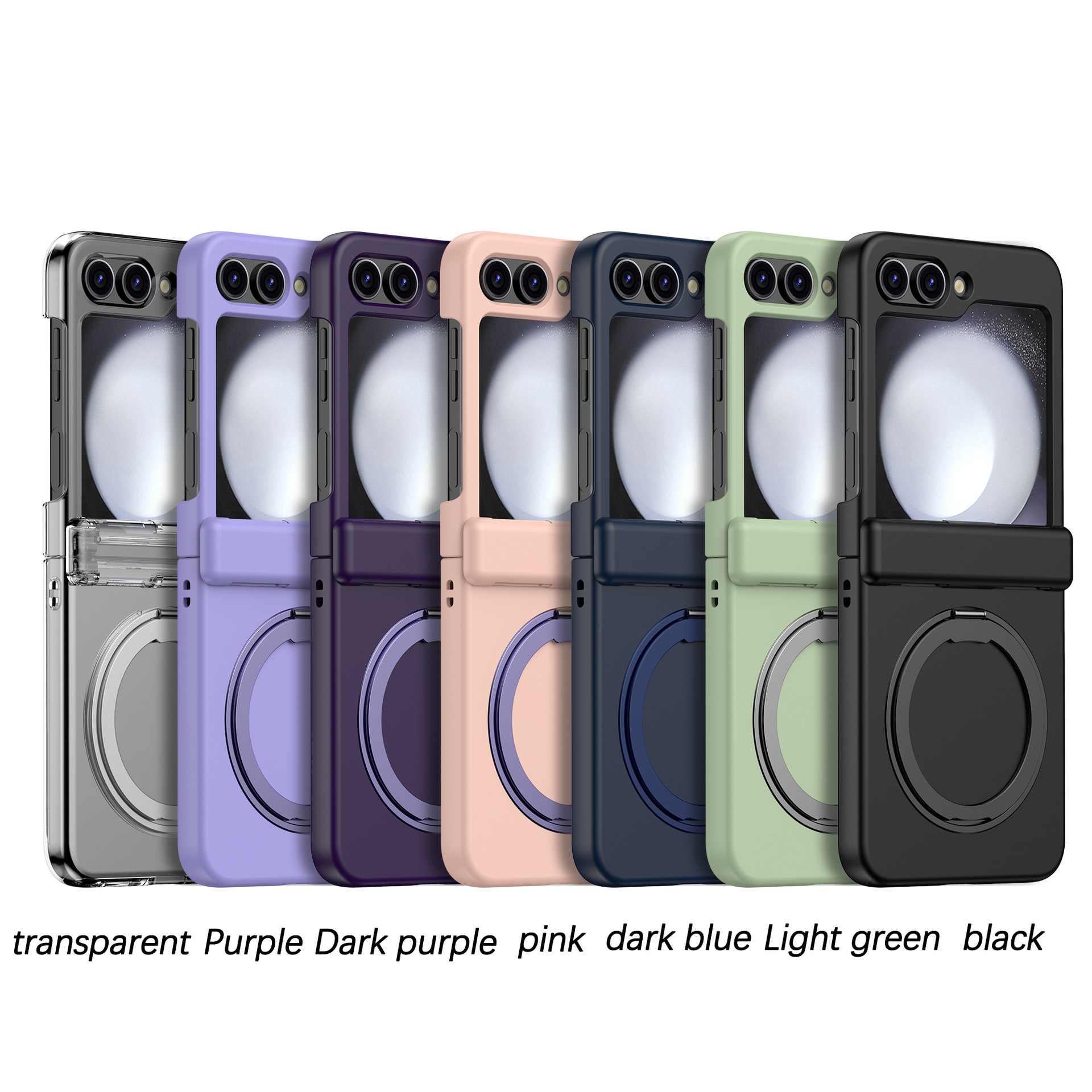 Compatible with Samsung Z Flip 7/6/5 phone case, 4/3 magnetic rotating stand, wireless charging center axis, drop-proof protective case.