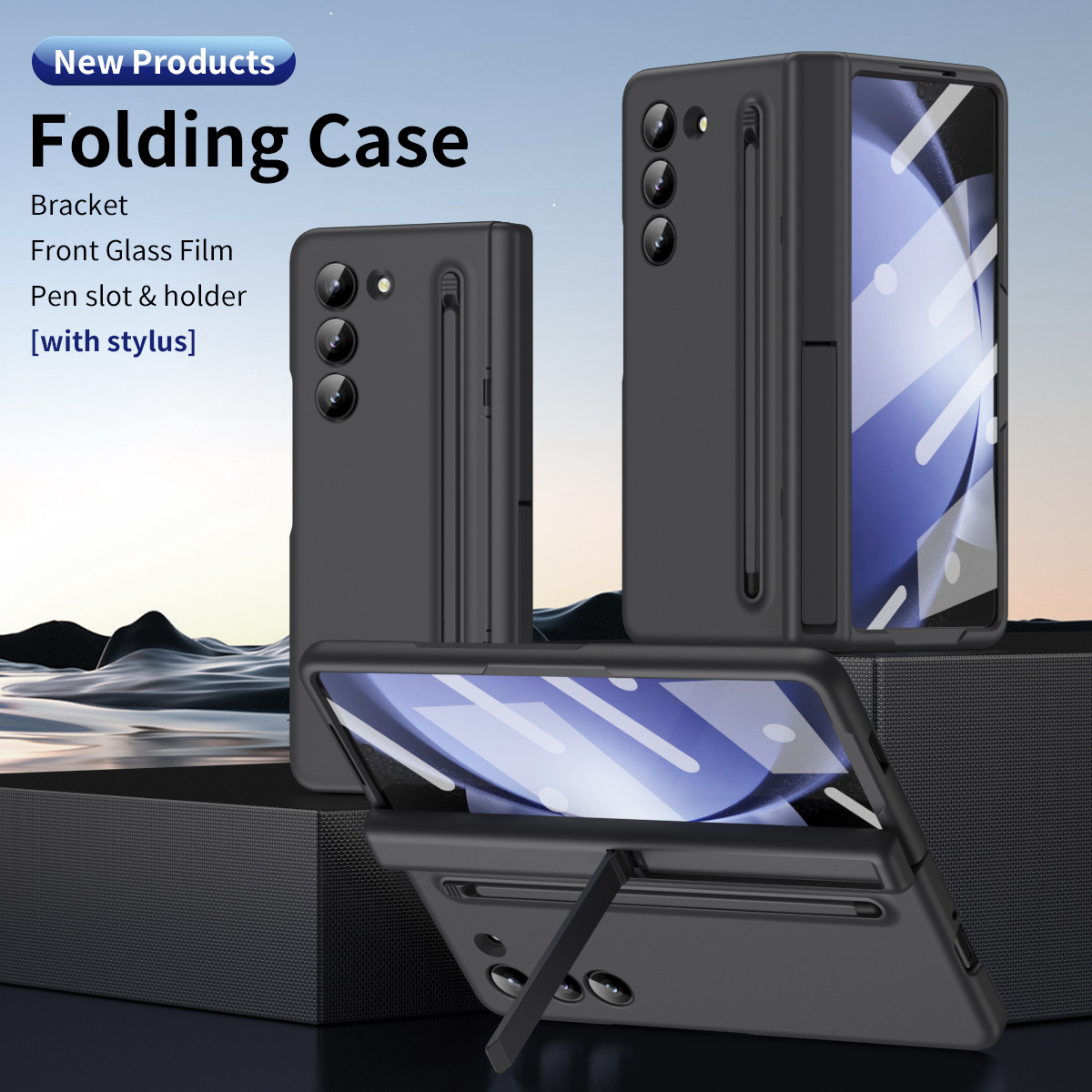 Compatible with Samsung Z Fold 8/7 phone case 6/5 with pen, hinge, side stand, 4/3 full-coverage protective case.