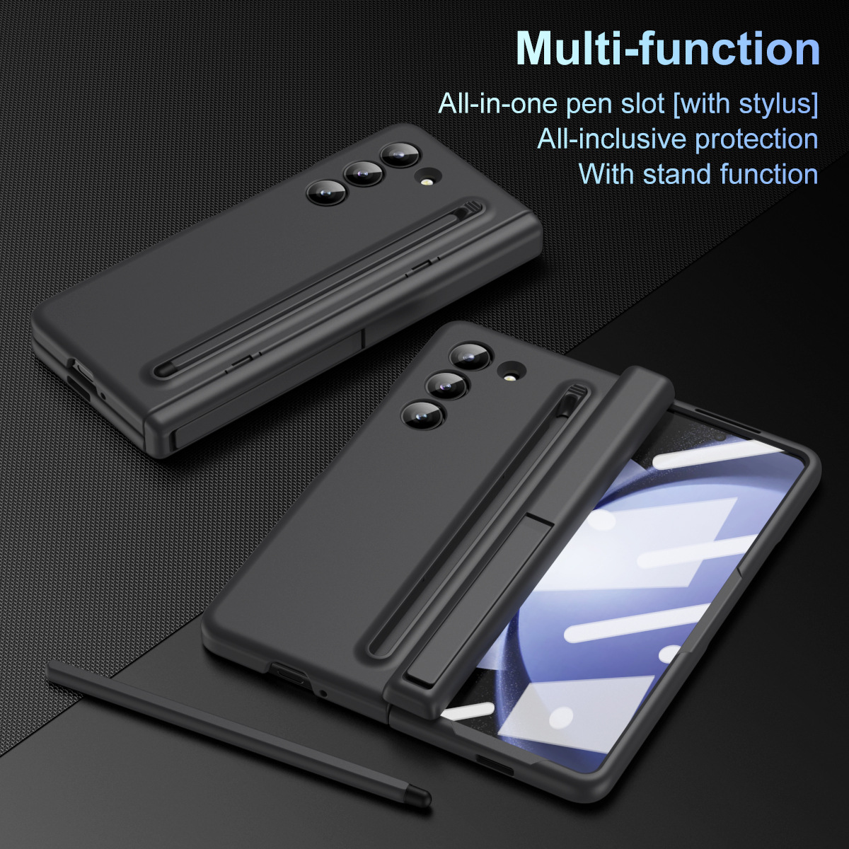 Compatible with Samsung Z Fold 8/7 phone case 6/5 with pen, hinge, side stand, 4/3 full-coverage protective case.
