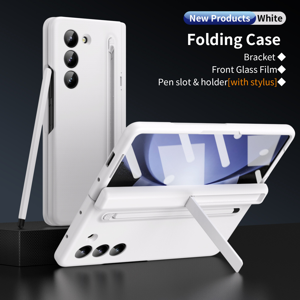 Compatible with Samsung Z Fold 8/7 phone case 6/5 with pen, hinge, side stand, 4/3 full-coverage protective case.