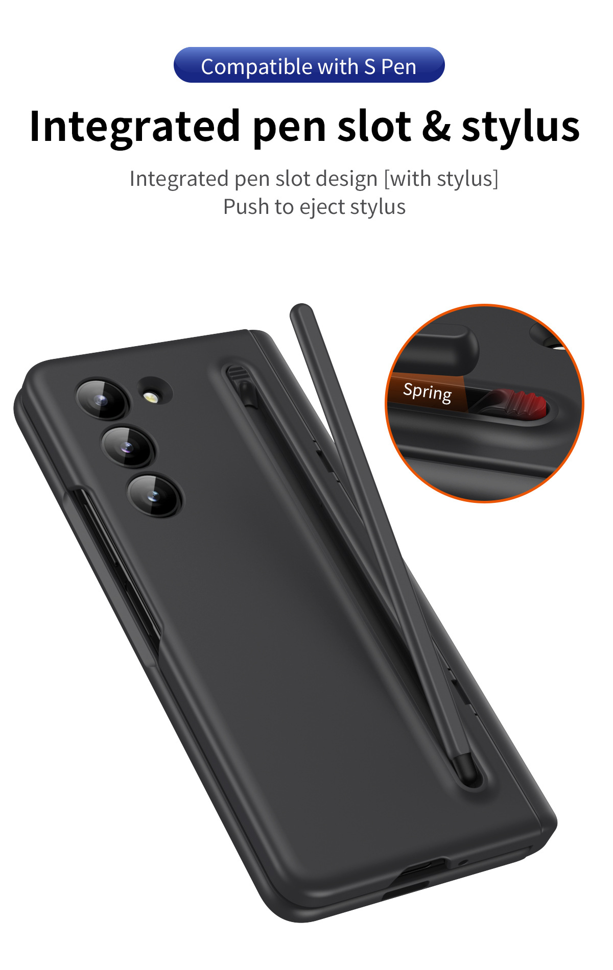 Compatible with Samsung Z Fold 8/7 phone case 6/5 with pen, hinge, side stand, 4/3 full-coverage protective case.
