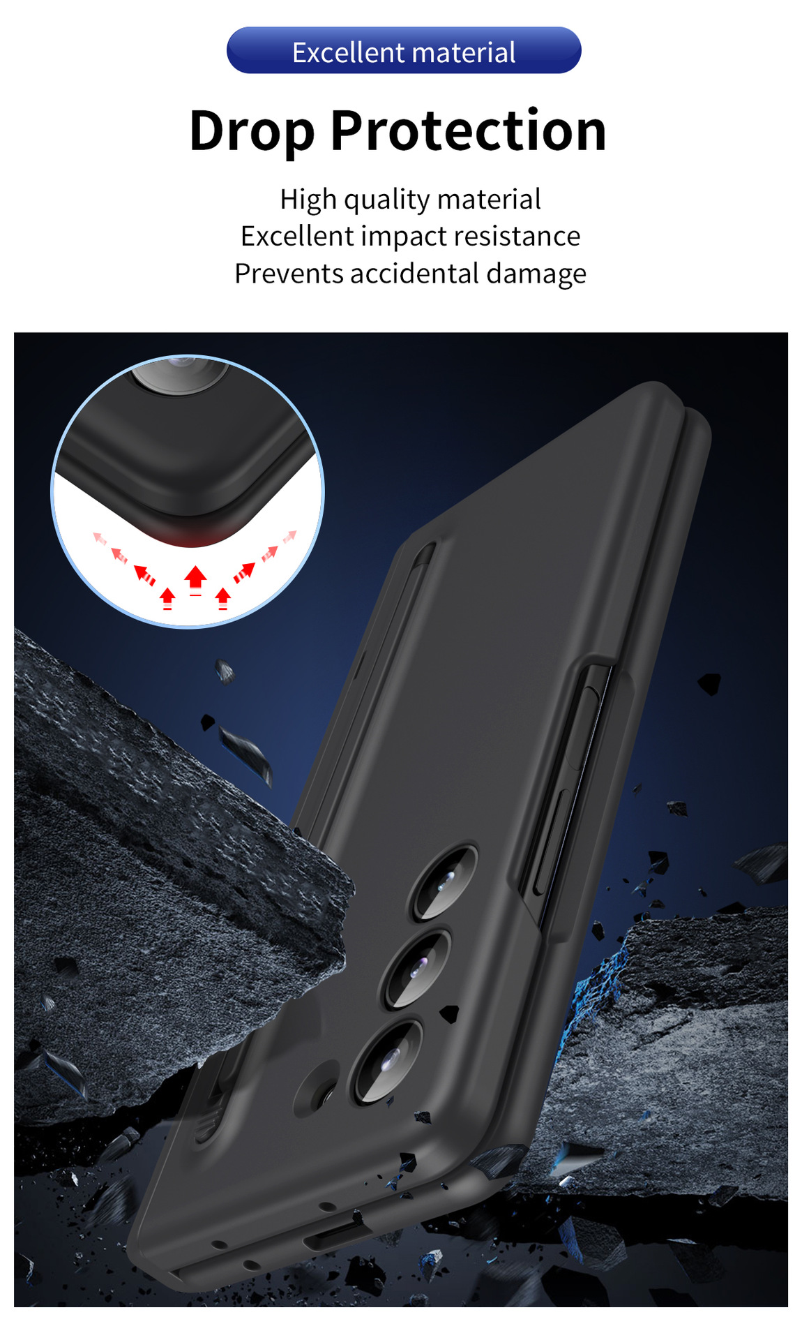 Compatible with Samsung Z Fold 8/7 phone case 6/5 with pen, hinge, side stand, 4/3 full-coverage protective case.