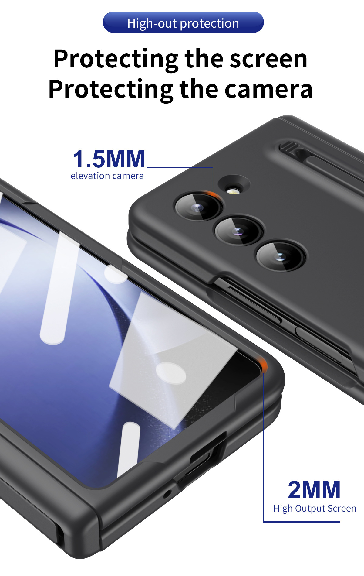 Compatible with Samsung Z Fold 8/7 phone case 6/5 with pen, hinge, side stand, 4/3 full-coverage protective case.