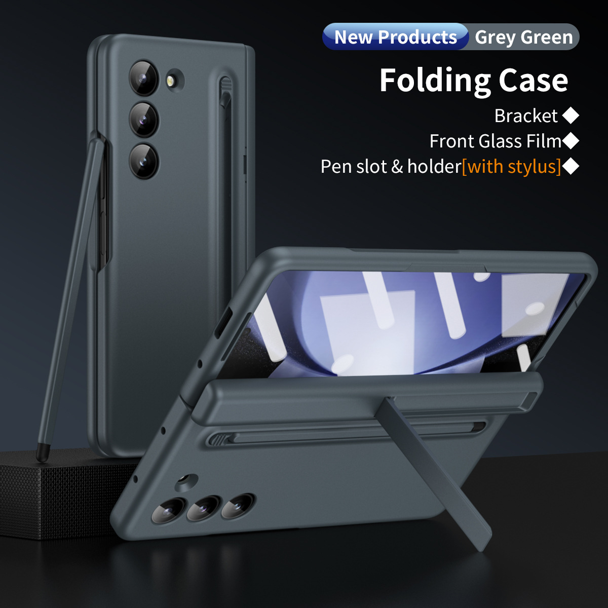 Compatible with Samsung Z Fold 8/7 phone case 6/5 with pen, hinge, side stand, 4/3 full-coverage protective case.