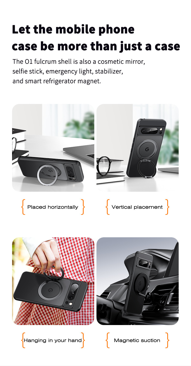 Compatible with Google Pixel 11 Pro phone case, 10proXL magnetic 360° rotating stand, 9A drop-proof protective case.