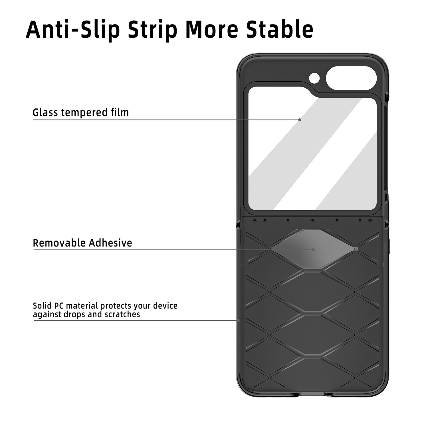Compatible with Samsung Z Flip 7/6/5 phone case, 4/3 pebbled leather texture, magnetic charging case, screen protector, full-coverage protective case.