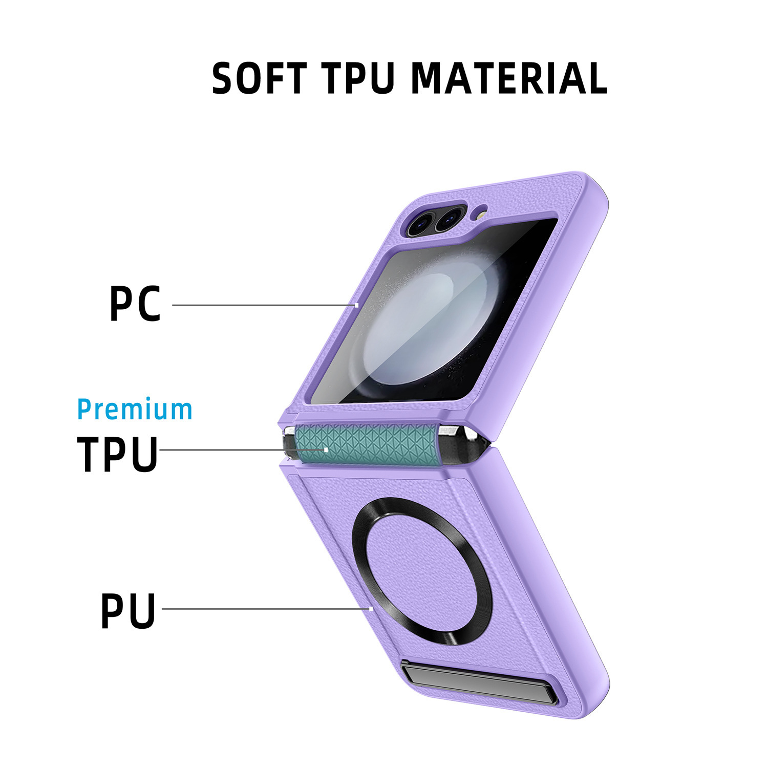 Compatible with Samsung Z Flip 7/6/5 phone case, 4/3 pebbled leather texture, magnetic charging case, screen protector, full-coverage protective case.