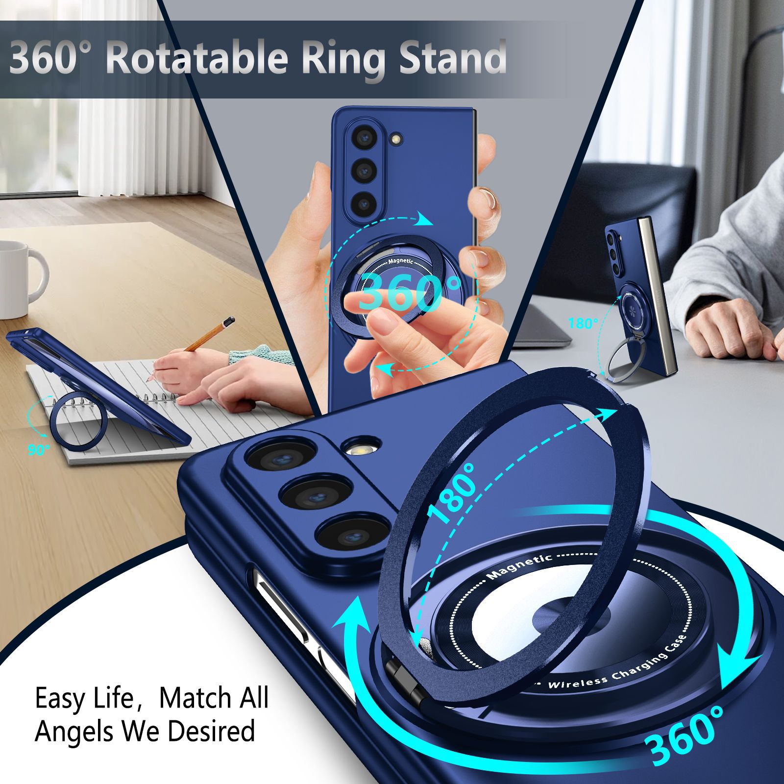 Compatible with Samsung Z Fold 8/7 phone case 6/5 magnetic rotating stand 4/3 drop-proof Flip 8/7 protective case