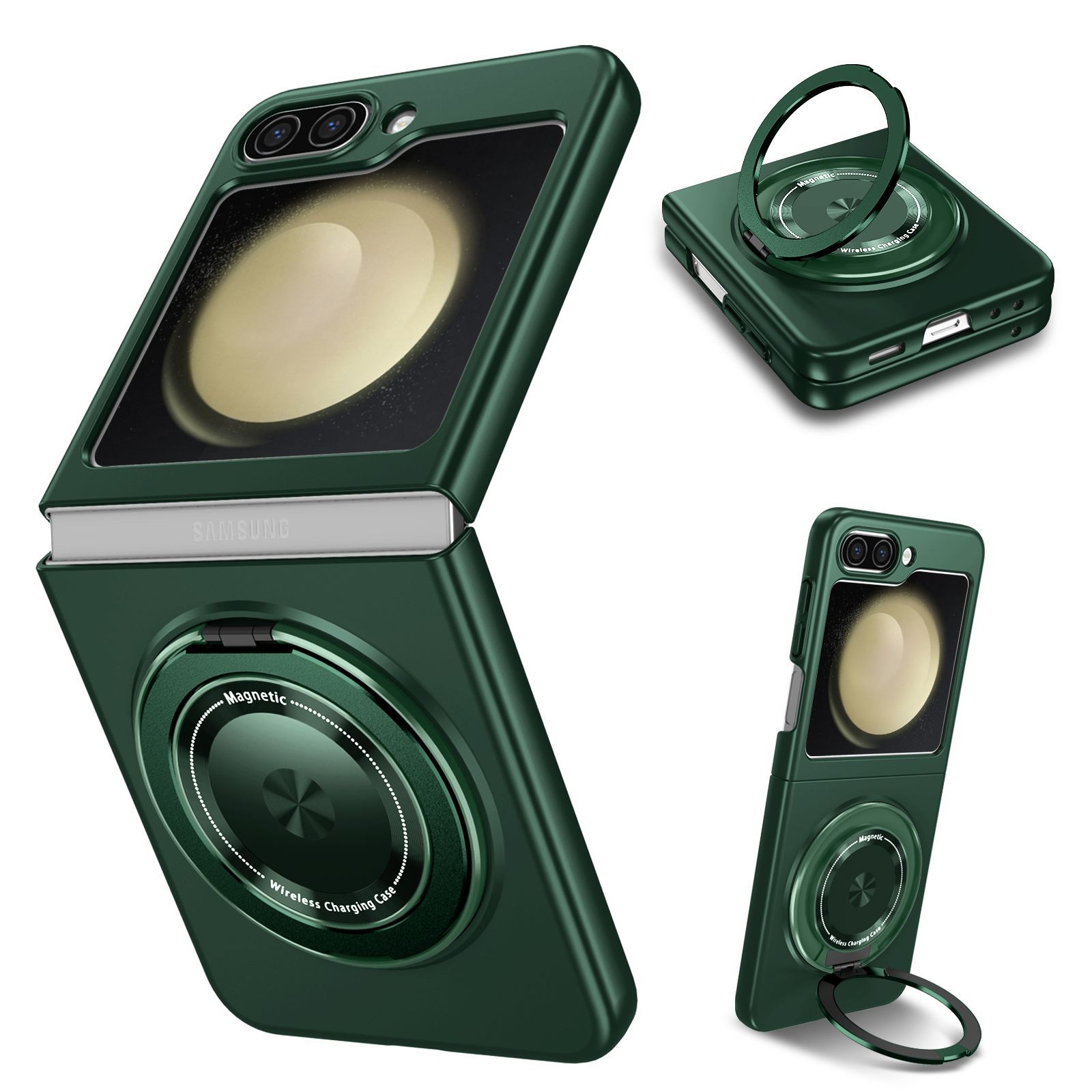 Compatible with Samsung Z Flip 8/7 phone case, 6/5 magnetic 360° rotating stand, 4/3 folding screen drop protection case